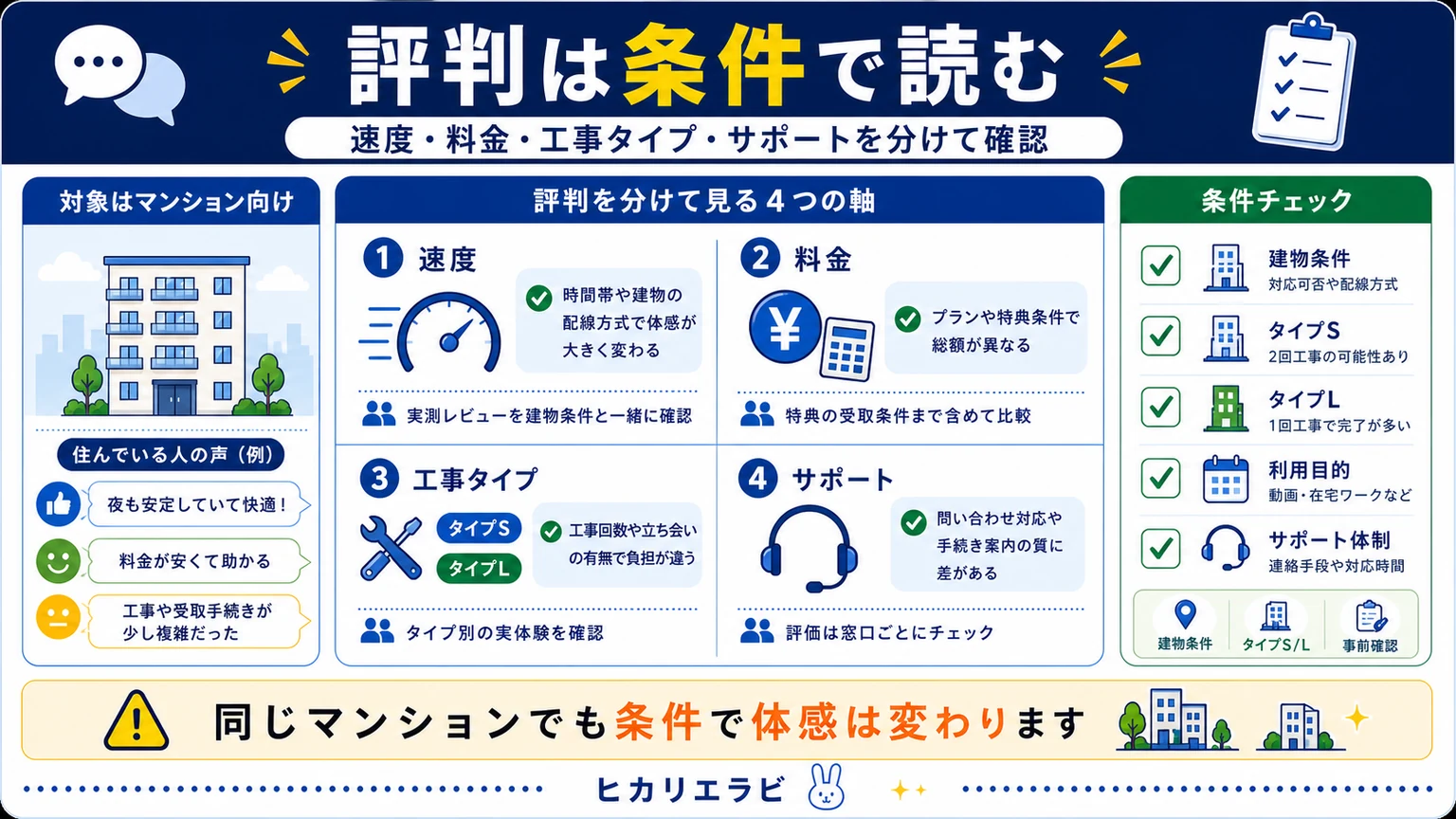 NURO光マンションの評判|速度・タイプ別に徹底検証の要点を整理した図解