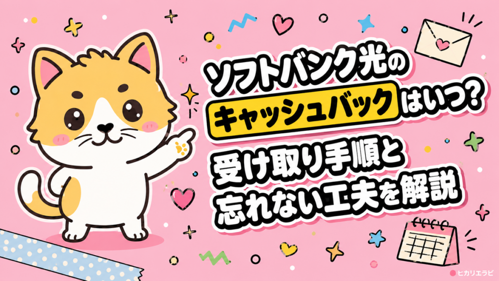 ソフトバンク光のキャッシュバックはいつ？受け取り手順と忘れない工夫を解説